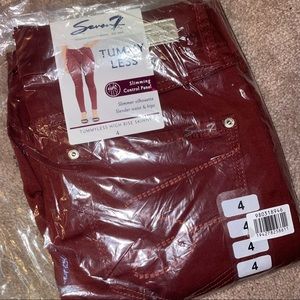 Seven - Tummy Less Dark Red Jeans NWT